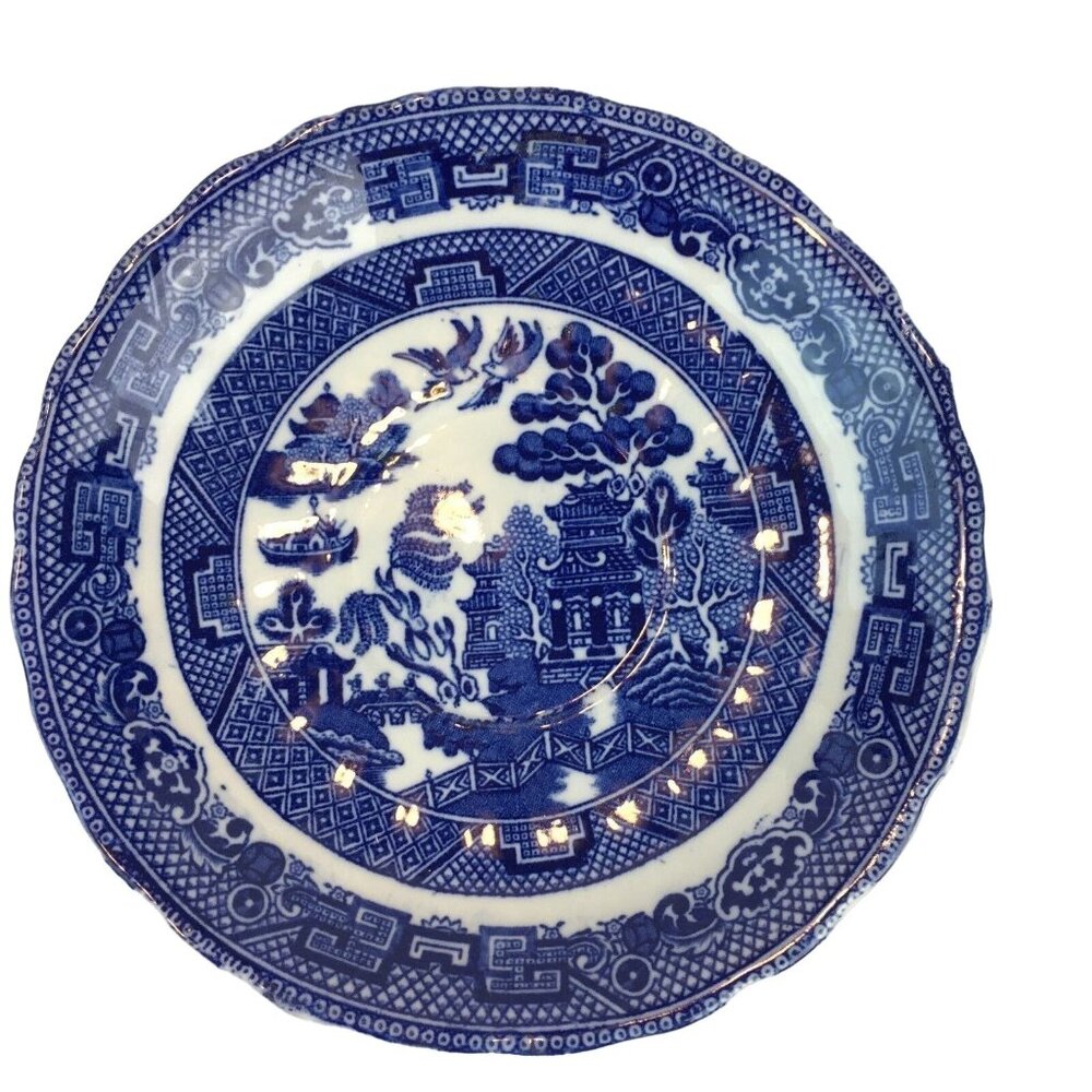 Vintage Blue Willow China Saucer Allerton England 5 6/8"